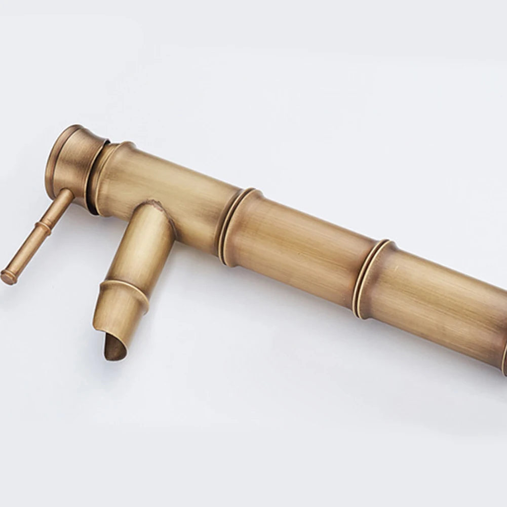 Bathroom Vanity Faucet Single Handle Hole Bathroom Sink Faucet Basin Mixer Tap Antique Brass Supply Hose Tap Hot Cold Water