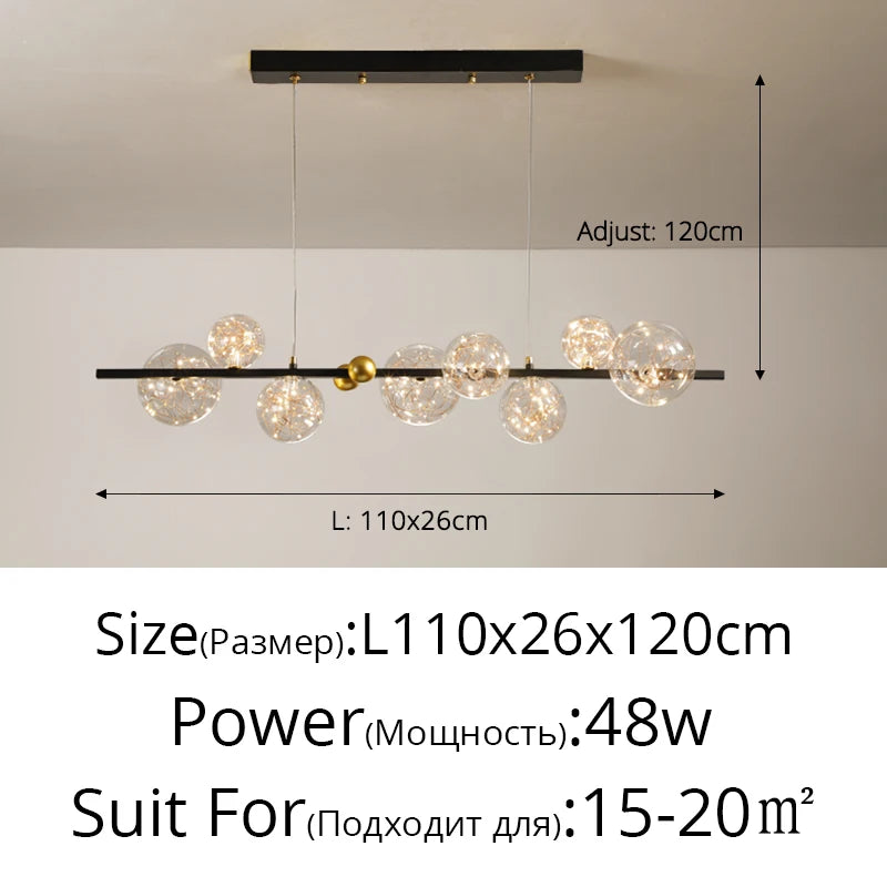 Nordic Clear Glass Ball Long LED Pendant Lamp