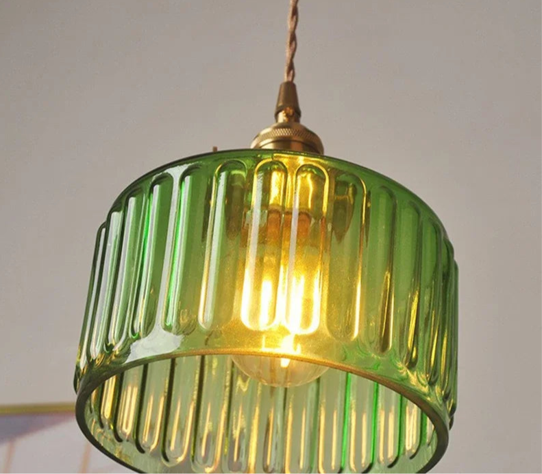 Japanese Style Brass Glass Flower Pendant Lights