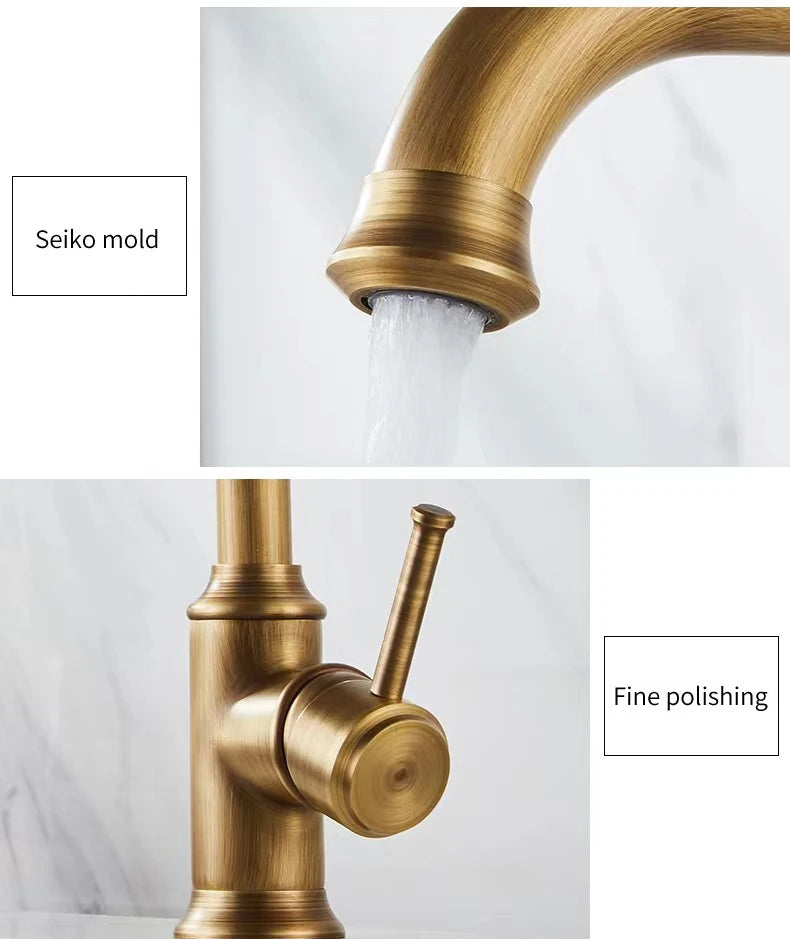 Black Kitchen Faucets Antique Bronze Faucet Kitchen Mixers Taps Cold And Hot Basin Sink Tap Water Mixers Antique Gold Chrome