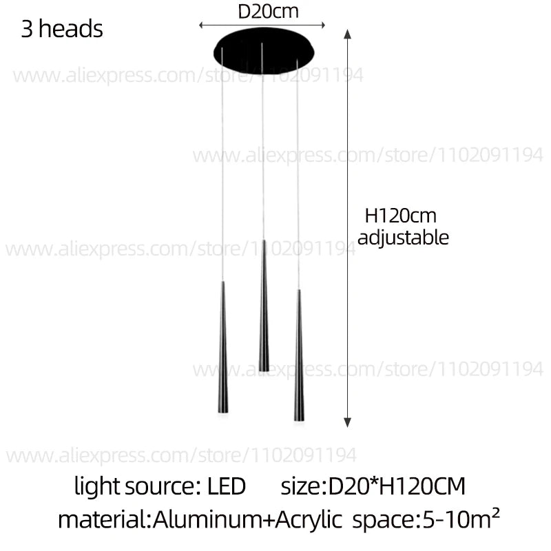 LED Modern Chandelier Minimalist Nordic Pendant Gold And Black Hanging Wire Living Room Long Chandelier Large Staircase Pendant