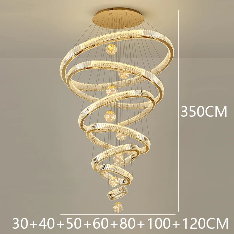 Modern Crystal Chandelier Lustre Stair Pendant Lights Duplex Architecture Living Room Pendant Lights Home Decoration Lighting