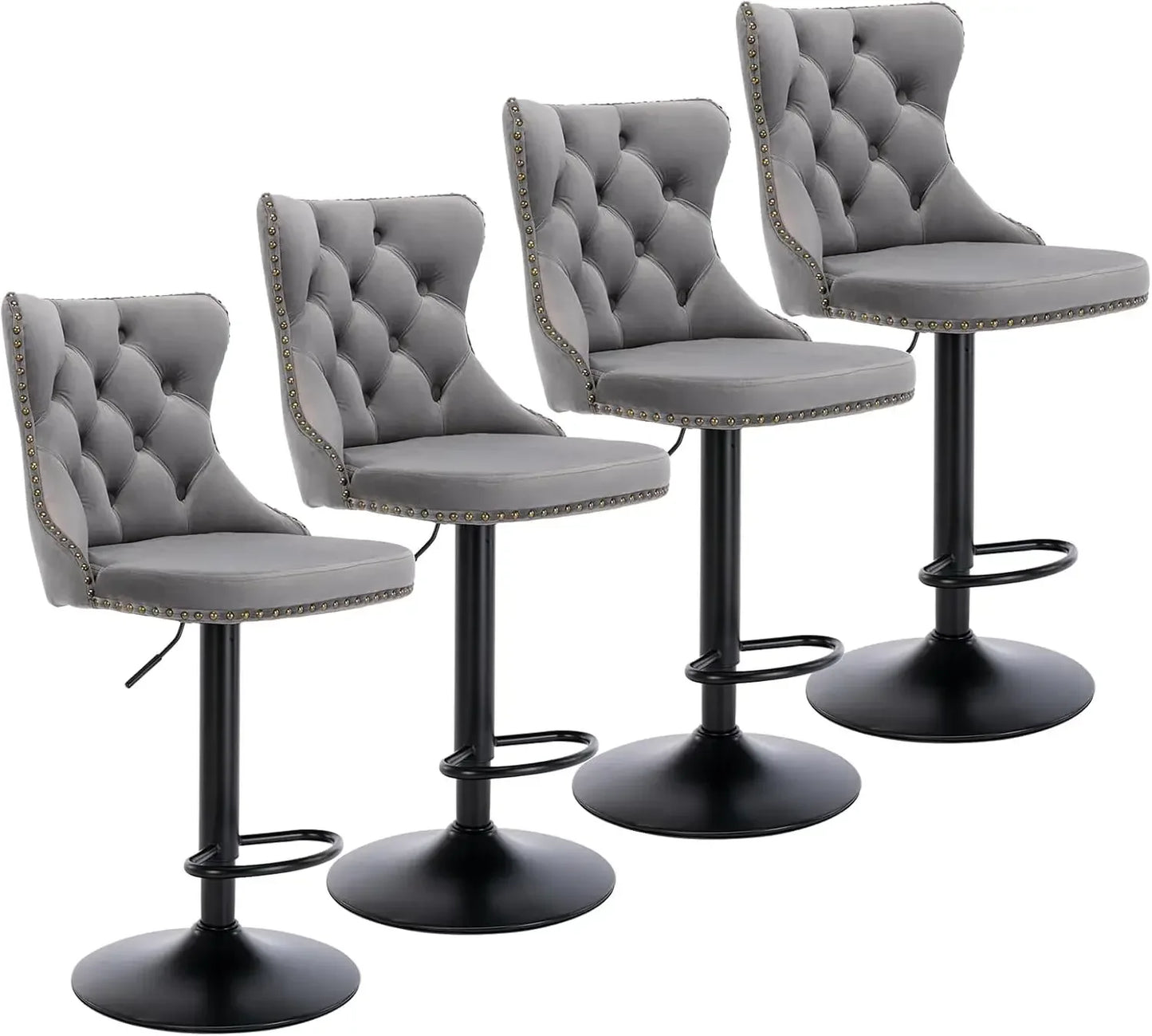 Velvet Button Tufted Stools Counter Height Bar Stools Set of 4