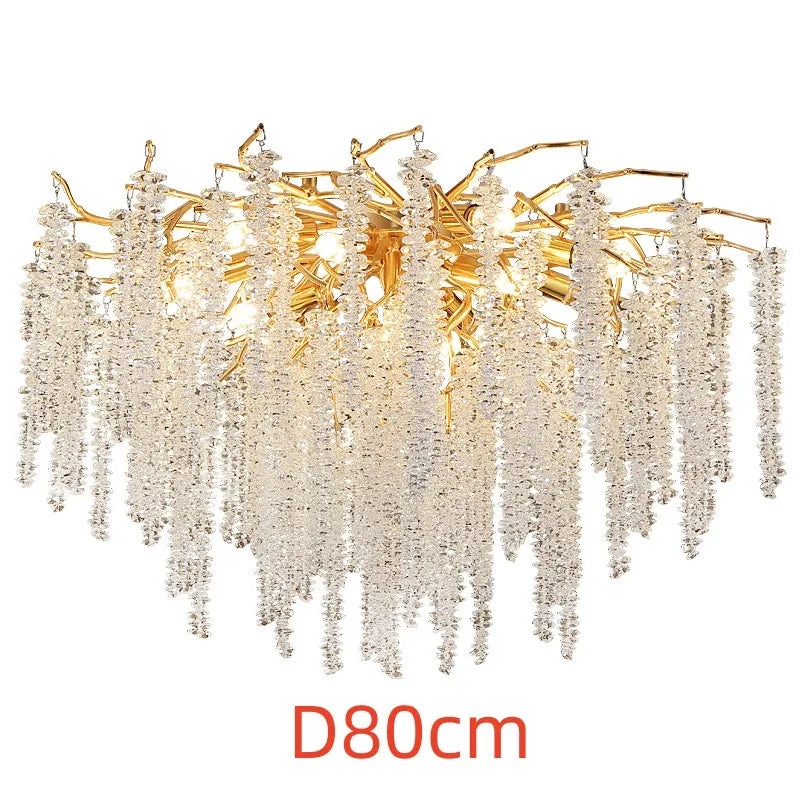 Nordic Crystal Tassel Chandelier for Living Room Hall Restaurant Decoration Luxury Ceiling Pendant Lights Indoor Lighting