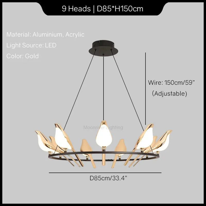 Modern Magpie Bird Chandelier
