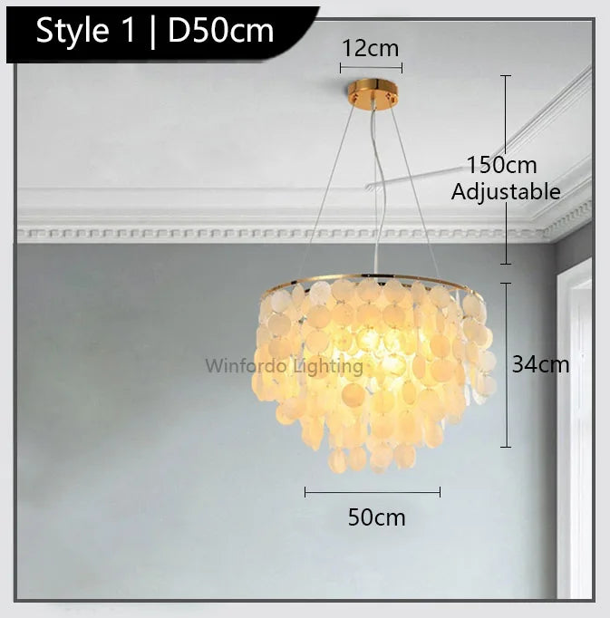 Luxury Shell Chandelier in Gold / Chrome