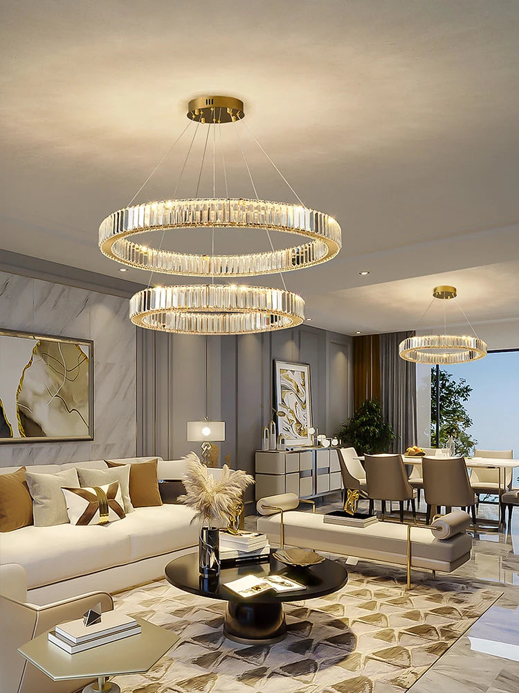 Crystal Chandelier in Simple Stainless Steel or Gold