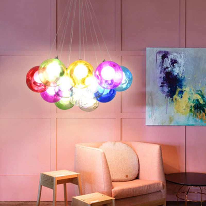 Glass Modern LED Ball Bubble Hanging Lamp