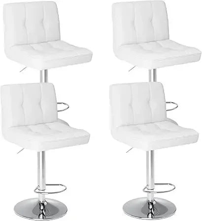 PU Leather Adjustable Bar Stools Set of 4