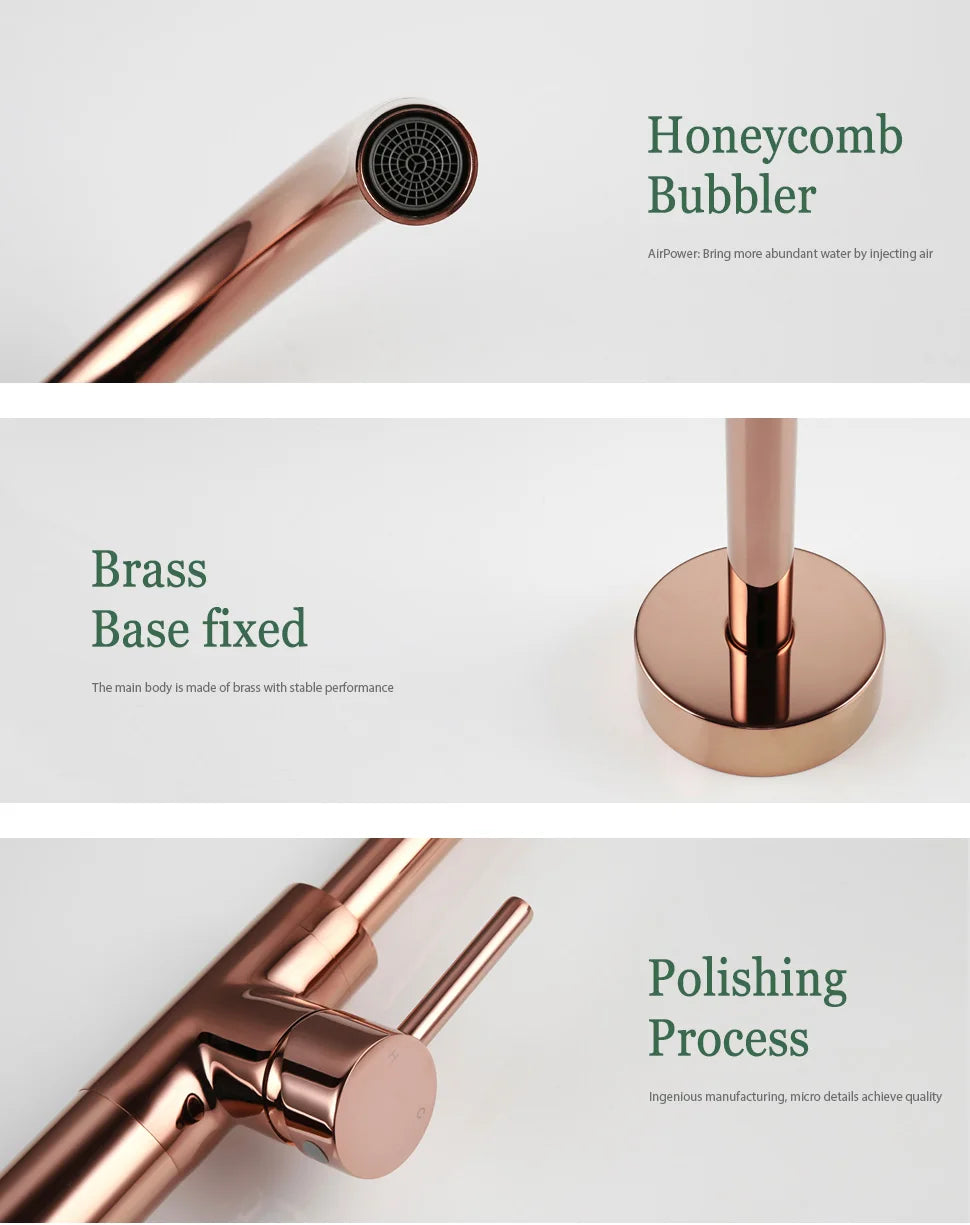 Bathroom Bathtub Floor Stand Faucet Rose Gold Mixer Single Handle Tap 360 Rotation Spout With Brass Hand Hot &Cold Water Shower
