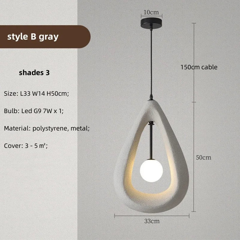 Nordic Dining Room Wabi Sabi Pendant Lights  Led Hanging Lighting Minimalism Suspend Bedroom Home Decor Indoor Lamps Fixtures