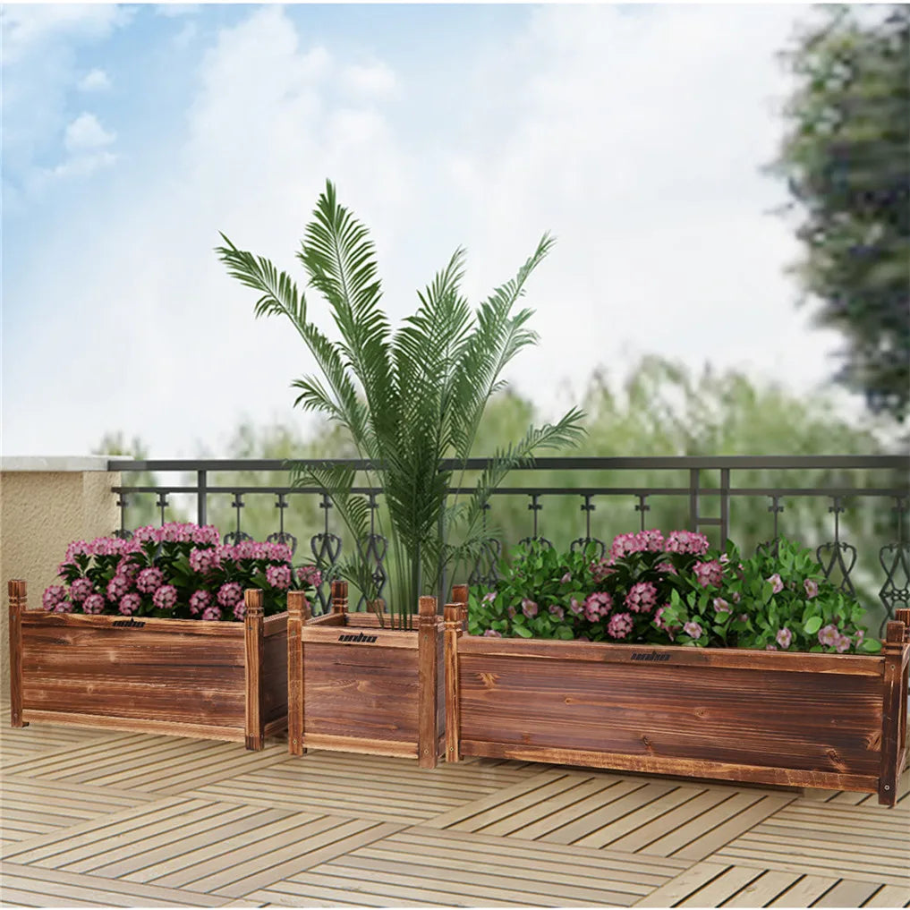 Pine Raised Flower Bed Planter