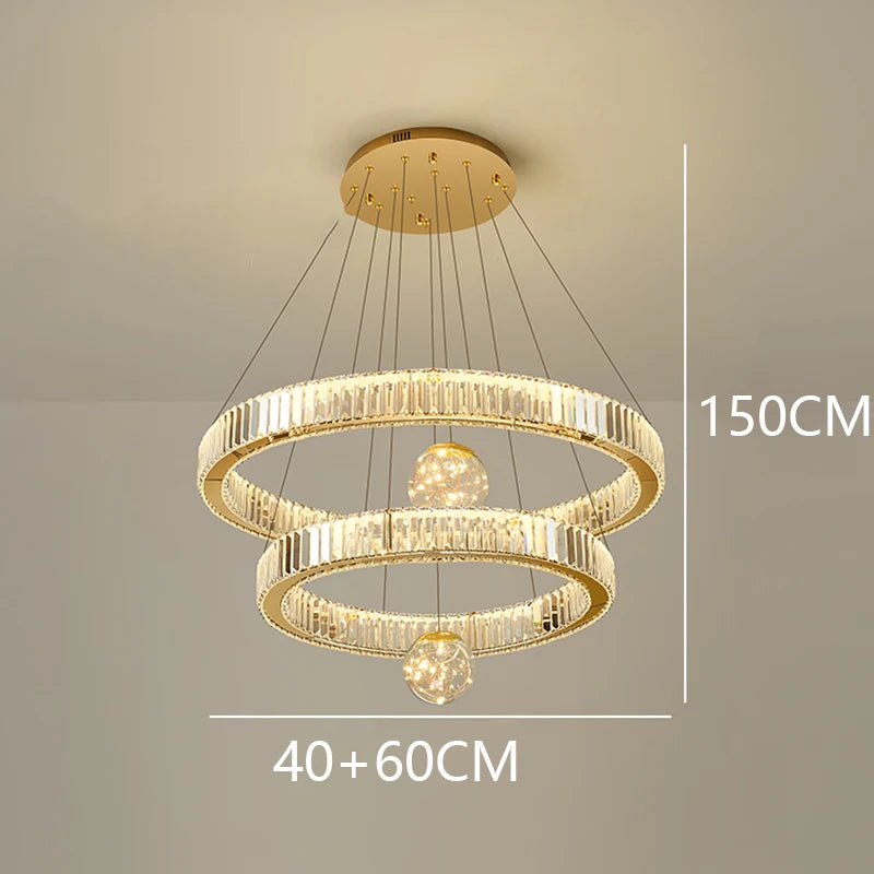 Modern Crystal Chandelier Lustre Stair Pendant Lights Duplex Architecture Living Room Pendant Lights Home Decoration Lighting