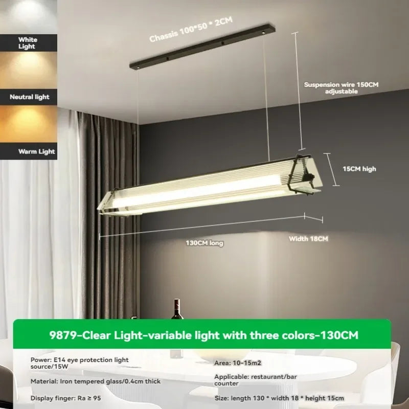 Nordic Led Long Tube Glass Pendant Lights