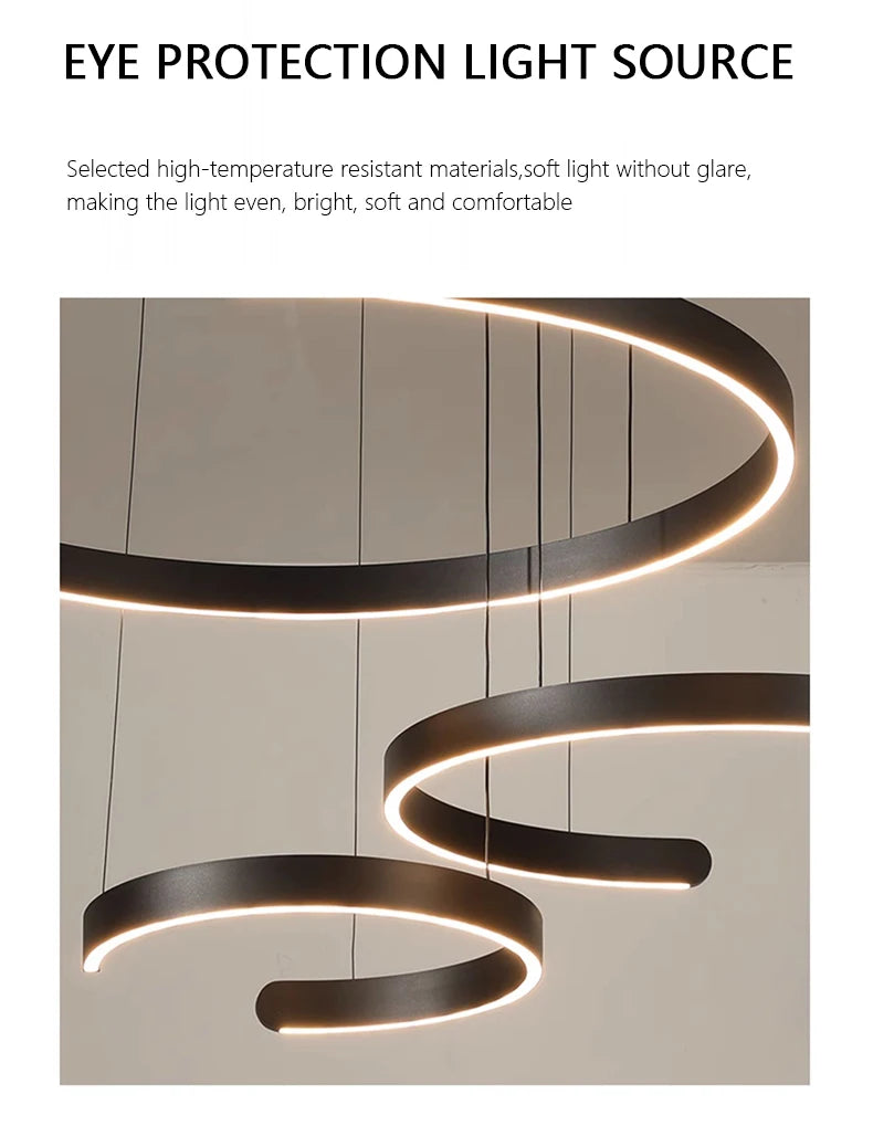 Modern Minimalist Semicircular Ring Led Chandelier For Lighting Living Dining Room Pendant Light Bedroom Hanging Lamp Luminarias