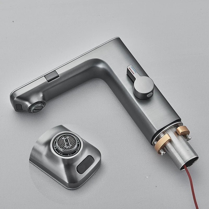 Smart Sensor Basin Faucet Digital Display Screen Hot Cold Water Mixer Tap Vanity Touchless Faucet For Bathroom Basin Taps Crane