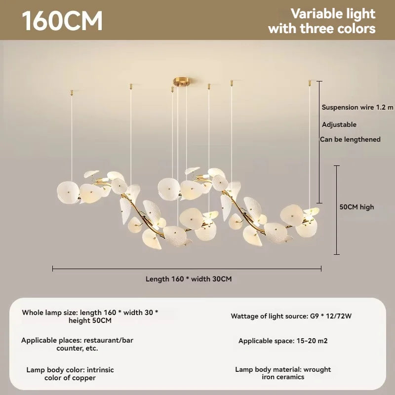 Modern Lotus Leaf Chandelier For Dining Room Long Kitchen Table Living Room Ceramic Lotus Petal Pendant Chandelier Lights