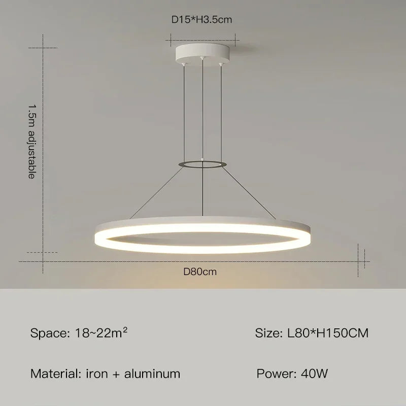 Modern Black Ring Minimalist Led Pendant Lamp