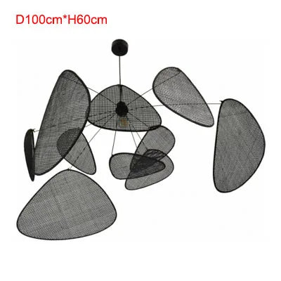 Modern Living Room Pendant Lamp Dining Room Leaf Grid Rural Hand Made Rattan Art Screen Cchandelier Bedroom Home Decor 110V 240V