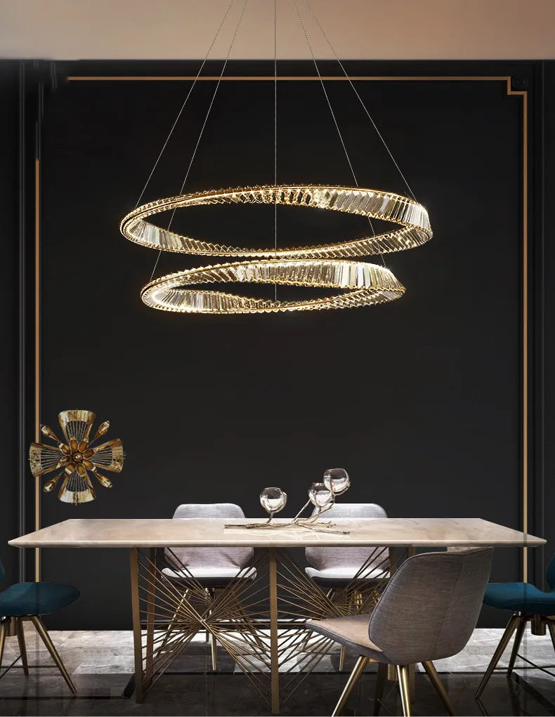 Modern Gold Ring Remote Dimmable Luxury Pendant Light