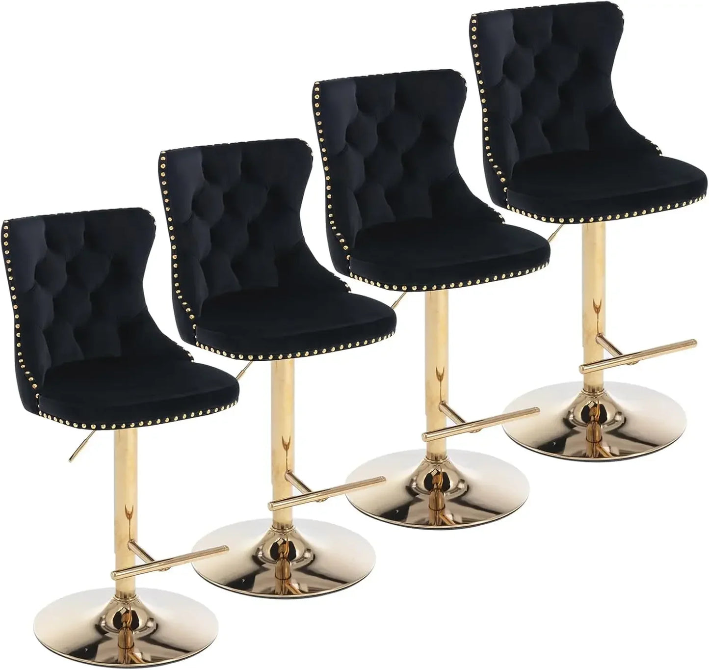 Velvet Button Tufted Stools Counter Height Bar Stools Set of 4