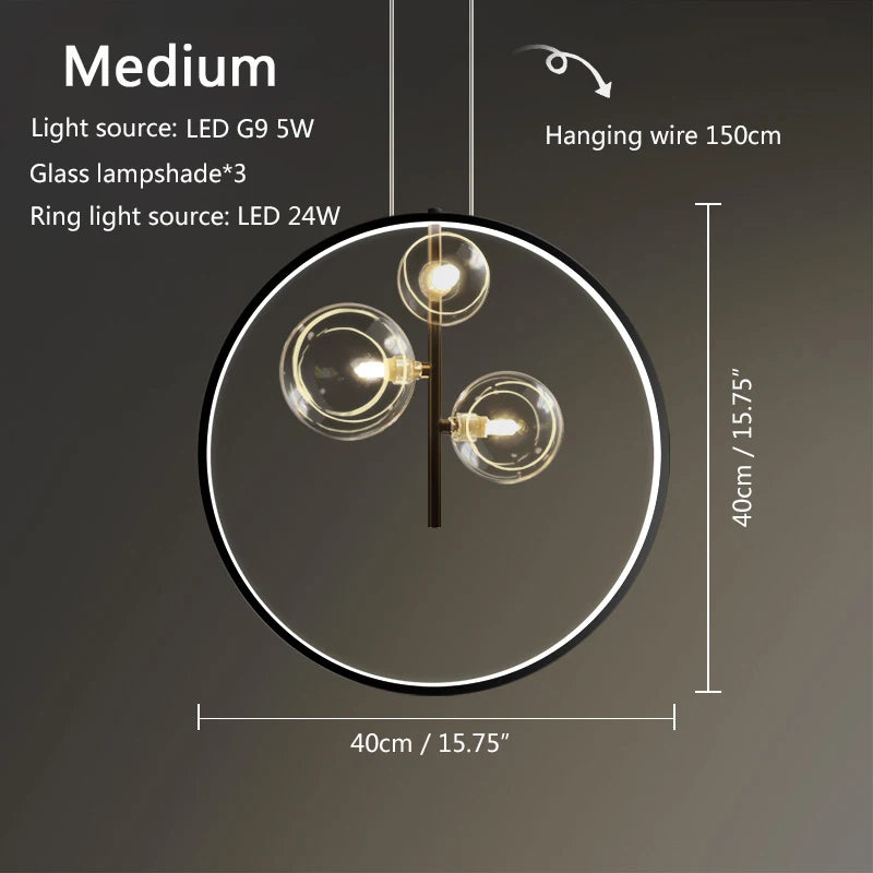 Artpad LED Pendant Lights Lamps for Ceiling Suspension Lamp Glass Ring Light Hanging Lamps for Ceiling Dining Room
