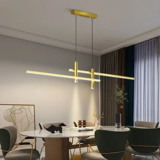 Modern Black + Gold Dimmable LED Pendant Lamp