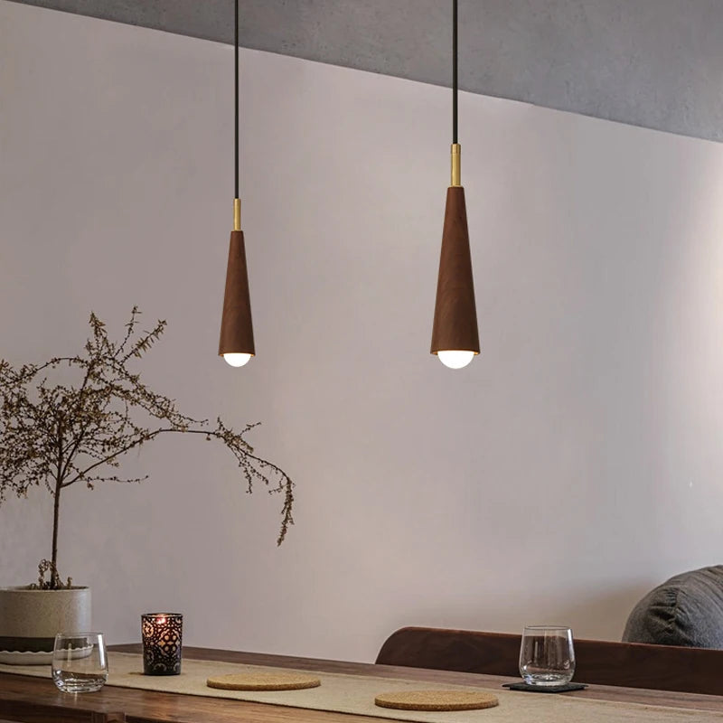 Modern Wooden LED Pendant Light Hanging Lamp Living Room Decor Kitchen Island Shop Bar Cafe Droplight Long Tube Pendant Lights