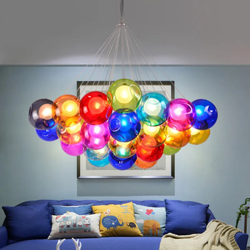Glass Modern LED Ball Bubble Hanging Lamp