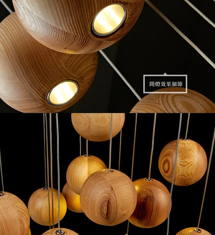 Solid Wood Creative Art Pendant Light