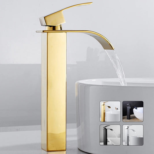 New Basin Square Gold Brass Faucet