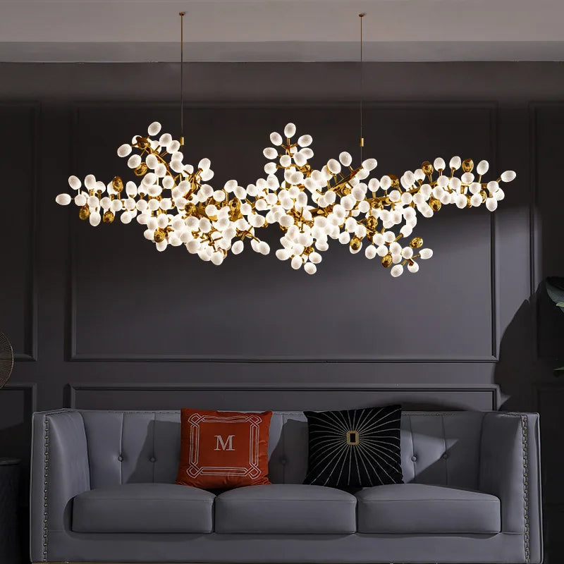 Postmodern LED Luxury White Glass Chandelier