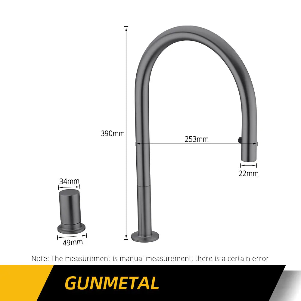Brushed Gold Kitchen Faucet Invisible Pull Out Spray Mixer Double Hole Single Handle Solid Brass Hot and Cold Separate Sink Tap