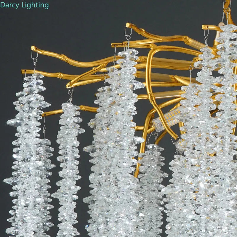 Nordic Crystal Tassel Chandelier for Living Room Hall Restaurant Decoration Luxury Ceiling Pendant Lights Indoor Lighting
