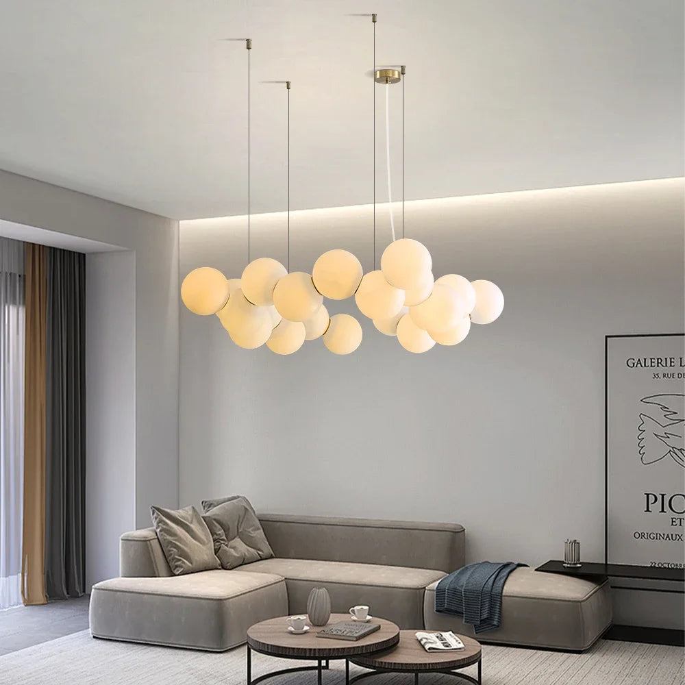 Nordic Modern White Bubble Pendant Chandeliers for Living RooM Dining Room Designer Round Ball Hanging Pendant Lights Bedroom