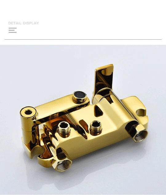 Gold Digital Shower Set Quality Brass Hot Cold Bathroom Shower Faucets Tap Rain Shower Head Golden Thermostatic Shower System