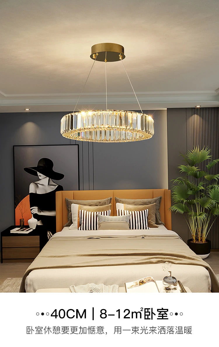 Crystal Chandelier in Simple Stainless Steel or Gold