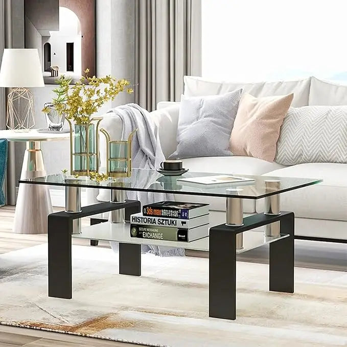 Modern Tempered Glass Coffee Table for Living Room