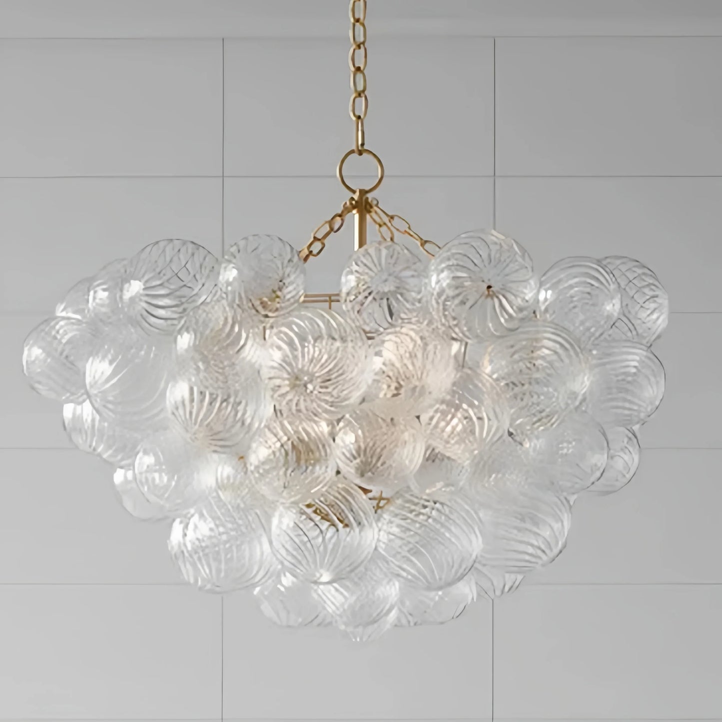 Nordic Glass Bubble Hanging Chandelier Large Foyer Round Ball Ceiling Pendant Light LED Ceiling Chandelier for Dining Room