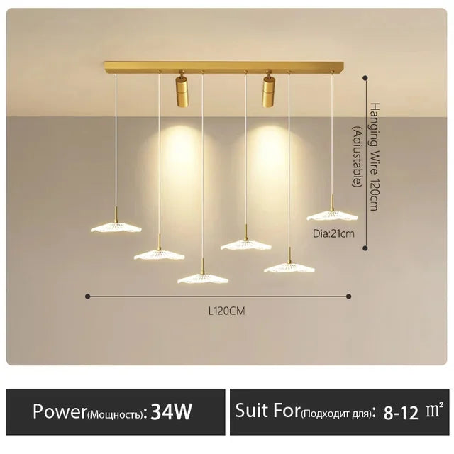 LED Lotus Leaf Restaurant Chandelier