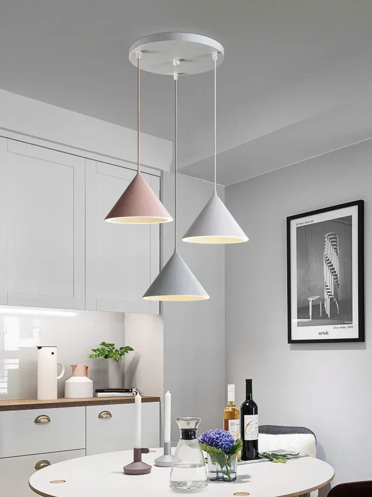Modern Led Pendant Light Fixture With Aluminum Lampshade For Diningroom Cafe Bar Restaurant Nordic Cone Hanging Lamp Lampadario
