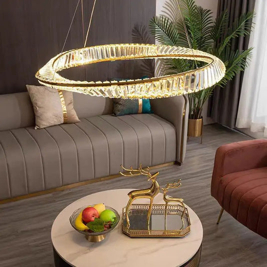 Modern Luxury Gold and Crystal Living Room Led Dimmable Pendant Lights