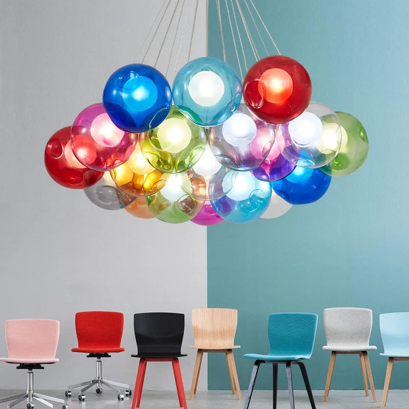 Glass Modern LED Ball Bubble Hanging Lamp