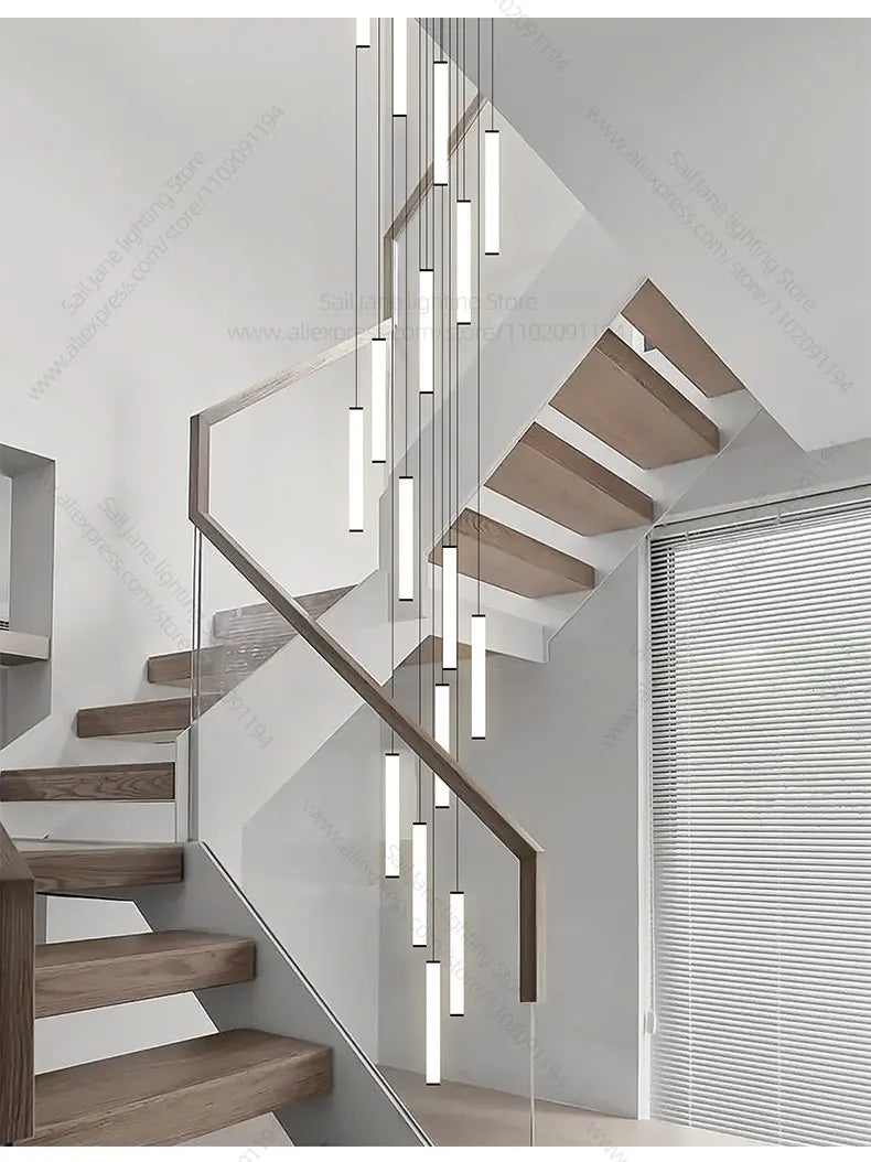 LED Long Line Chandelier Modern Staircase Lamp Hanging Ceiling Lamp Compound Living Room Home Decoration Lighting Pendant Lamp