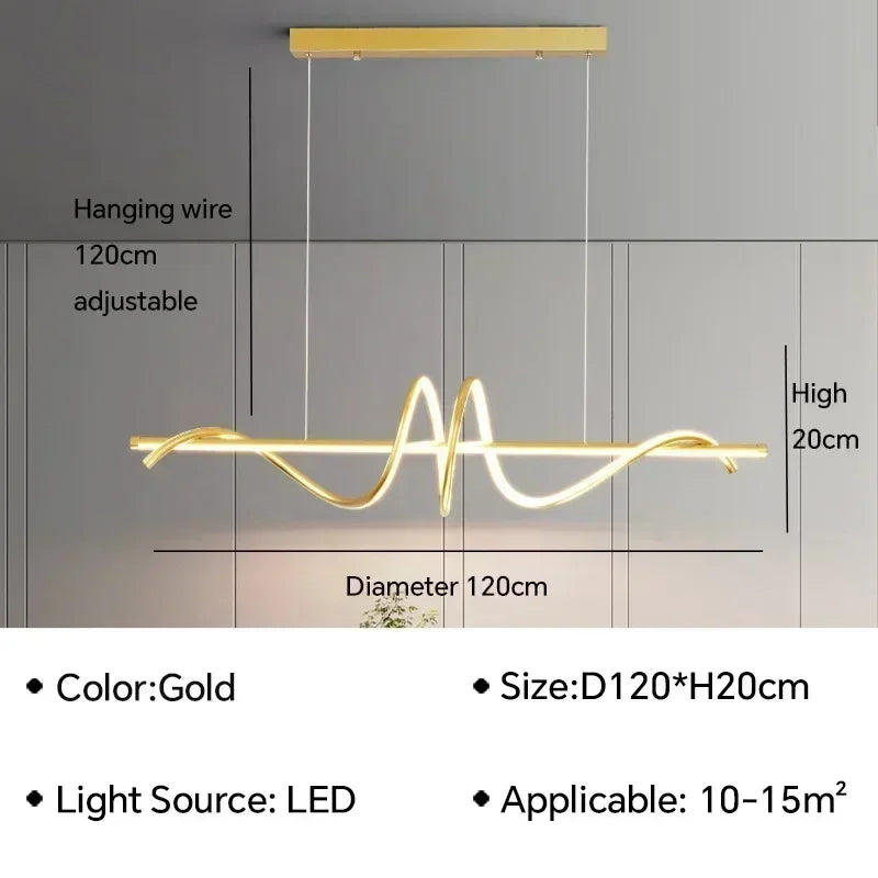 Modern Linear and LED Rope Pendant Lamp