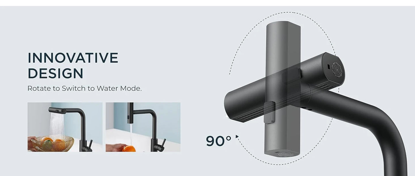 4 Modes Waterfall Kitchen Faucet Stream Sprayer Stainless Steel Hot Cold Single Hole Deck Mounted Water Sink Mixer Wash Tap 3668