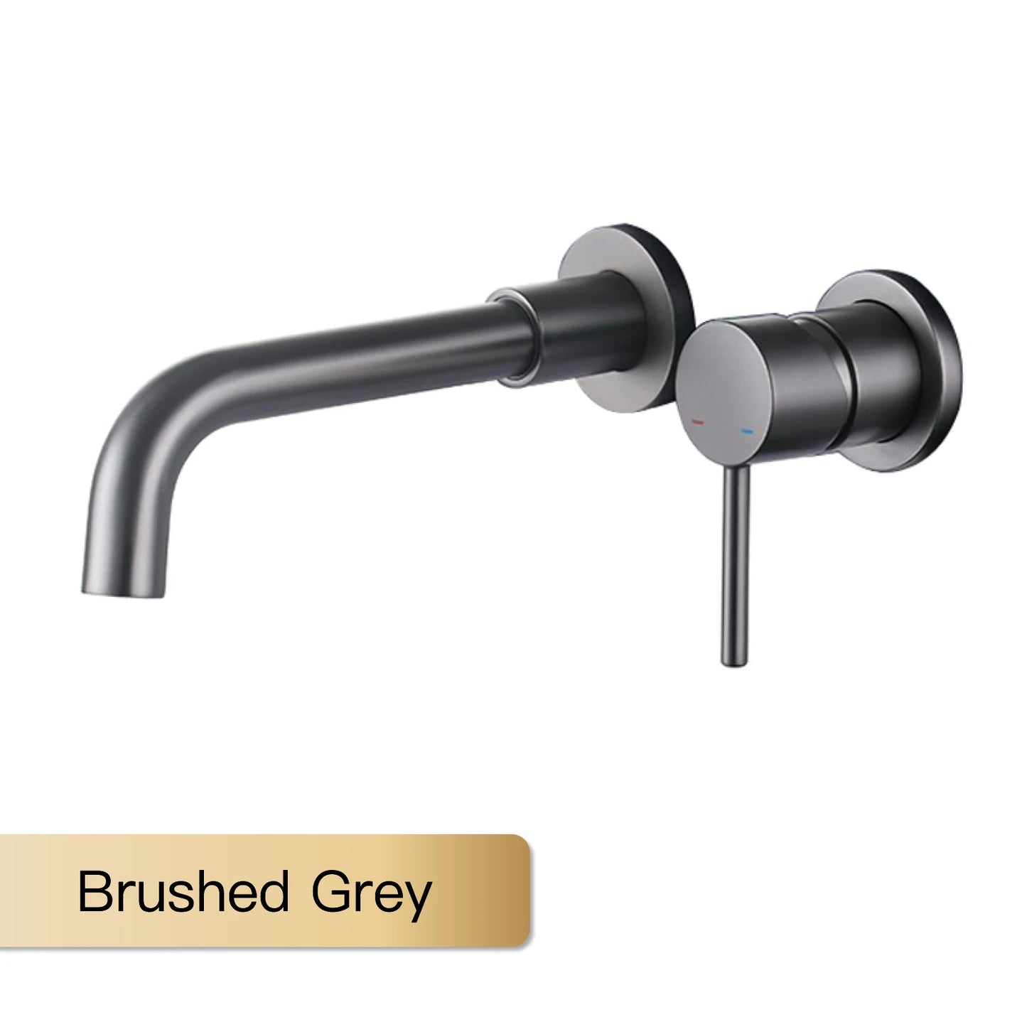 AITANA Simple Brass Black Bathroom Faucet Embedded Design Single Handle Hot and Cold Water Dual Hole Wall Mounted Basin Mixer