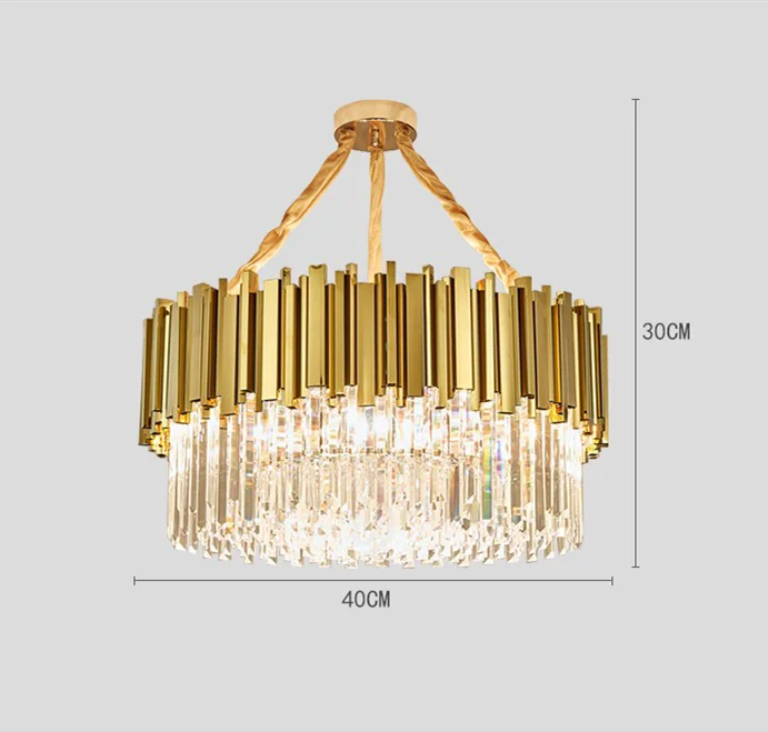 Modern Luxury Crystal Dining Living Chandeliers Golden Metal Villa Living Room Pendant Lights Nordic Interior Decorative Lamp