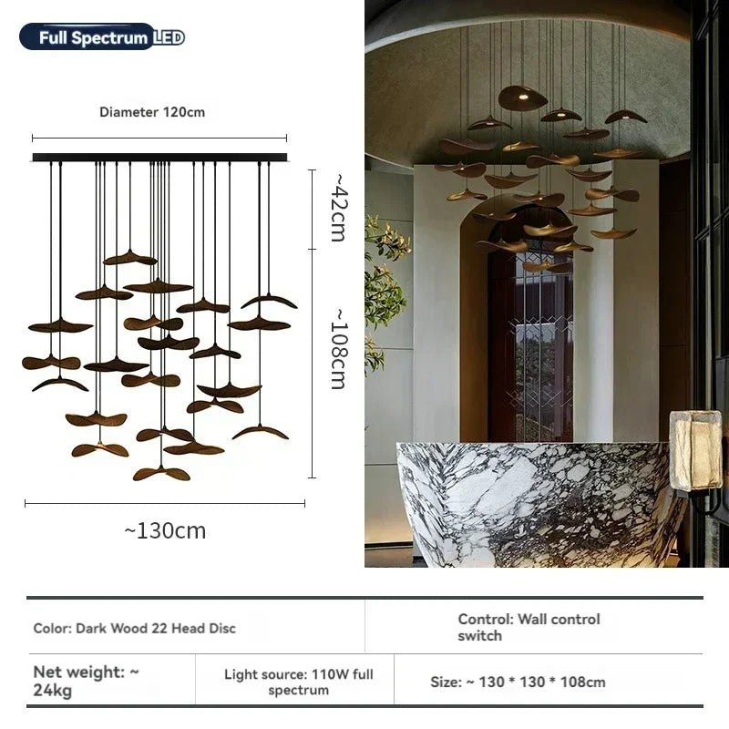Designer Chinese Log Craft Chandelier