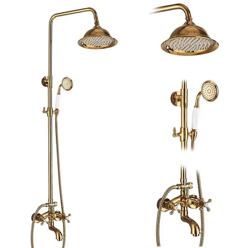 Europe discoun Concealed Shower Faucet Set Embedded Cartridge Faucet Rainfall Shower Head Rotate/Waterfall Bath Spout Mixer Tap